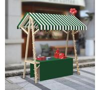 HARELA Genérico Puesto de Mercado con Toldo, Carrito de Comida callejera de Madera, Puestos Plegables for ferias de artesanías, mercados callejeros y ferias de artesanía(Green B,120cm/47.2in)