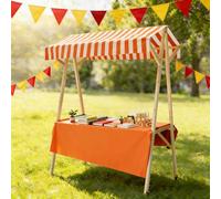 HARELA Genérico Puesto De Mercado con Toldo, Carrito de Comida callejera de Madera, Puestos Plegables, para Venta De Alimentos para Puestos Callejeros, Ferias De Artesanía(Orange A,120cm/47.2in)