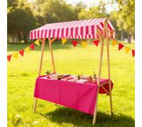 HARELA Genérico Puesto De Mercado con Toldo, Carrito de Comida callejera de Madera, Puestos Plegables, para Venta De Alimentos para Puestos Callejeros, Ferias De Artesanía(Pink A,150cm/59in)