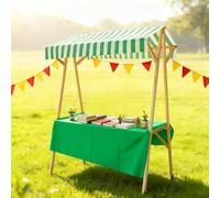 HARELA Genérico Puesto De Mercado con Toldo, Carrito de Comida callejera de Madera, Puestos Plegables, para Venta De Alimentos para Puestos Callejeros, Ferias De Artesanía(Green A,150cm/59in)