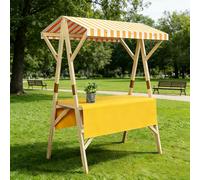 HARELA Genérico Puesto de Mercado con Toldo, Carrito De Vendedor De Comida, Carrito De Comida Callejera De Madera para Puestos Callejeros, Ferias De Artesanía(Yellow B,150cm/59in)