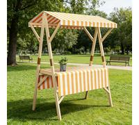 HARELA Genérico Puesto de Mercado con Toldo, Carrito De Vendedor De Comida, Carrito De Comida Callejera De Madera para Puestos Callejeros, Ferias De Artesanía(Yellow A,120cm/47.2in)