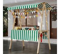 HARELA Genérico Puesto de Mercado con toldo, Puestos Plegables, para Venta De Alimentos, Carrito De Comida Callejera De Madera para Puestos Callejeros, Ferias De Artesanía(Green A,120cm/47.2in)