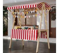 HARELA Genérico Puesto de Mercado con toldo, Puestos Plegables, para Venta De Alimentos, Carrito De Comida Callejera De Madera para Puestos Callejeros, Ferias De Artesanía(Red A,120cm/47.2in)