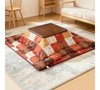 HARELA Juego de Mesa Kotatsu, con Calentador Y Manta, Mesa De Tatami Caliente, Escritorio Japonés Multifuncional, Mesa Baja De Madera Maciza para Té Y(Red,80x80cm/31.5x31.5in)