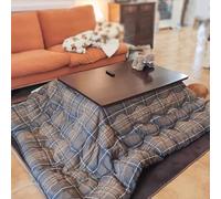 HARELA Juego de Mesa Kotatsu, Mesa de Centro de Invierno Japonesa con Calentador y Manta, Mesa Baja De Madera Maciza para Salón Balcón Cocina Dormitorio Oficina(Brown,75x75cm/29.5x29.5in)
