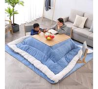 HARELA Mesa Calefactora Japonesa Kotatsu, con Calentador Y Manta, Mesa De Tatami Caliente, Mesas De Calentamiento Interior De Invierno(Blue A)