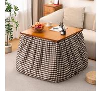 HARELA Mesa calefactora Plegable de bambú con Calefactor y Manta, Mesa Kotatsu de Doble Uso para Las Cuatro Estaciones y Mesa de Centro para Interior/Exterior(Dark Brown,70cm/27.6in)