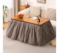 HARELA Mesa calefactora Plegable de bambú con Calefactor y Manta, Mesa Kotatsu de Doble Uso para Las Cuatro Estaciones y Mesa de Centro para Interior/Exterior(Dark Brown,150cm/59in)