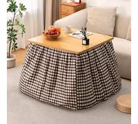 HARELA Mesa calefactora Plegable de bambú con Calefactor y Manta, Mesa Kotatsu de Doble Uso para Las Cuatro Estaciones y Mesa de Centro para Interior/Exterior(Light Brown,70cm/27.6in)