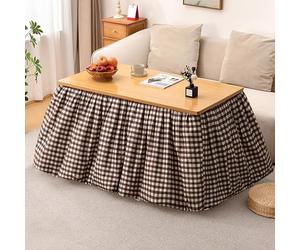 HARELA Mesa calefactora Plegable de bambú con Calefactor y Manta, Mesa Kotatsu de Doble Uso para Las Cuatro Estaciones y Mesa de Centro para Interior/Exterior(Light Brown,150cm/59in)
