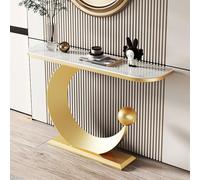 HARELA Mesa Consola con Base de círculo, Mesa de Entrada para sofá, Mesas Auxiliar para sofá o Pasillo, para dormitorios y Salones(Gold,140cm/55.1in)