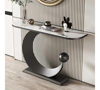 HARELA Mesa Consola con Base de círculo, Mesa de Entrada para sofá, Mesas Auxiliar para sofá o Pasillo, para dormitorios y Salones(Black,120cm/47.2in)