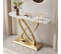 HARELA Mesa Consola de Entrada para sofá, Mesa Estrecha con Estructura de Metal, Moderna Mesa de Entrada para salón, Pasillo, Entrada(Gold A,150cm/59in)
