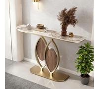 HARELA Mesa Consola, Mesa de Entrada para sofá, Mesas de Acento con Estructura de Metal para Entrada, Pasillo, Sala de Estar(Gold A,80cm/31.5in)