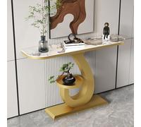HARELA Mesa Consola Moderna con Base, Mesa de Entrada, Mesa Estrecha con Estructura de Metal para salón, Pasillo, Entrada(Gold,100cm/39.4in)