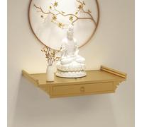 HARELA Mesa de altar de Buda, soporte de santuario personal montado en la pared, soporte de estatua de Buda, actividades espirituales, se utiliza para colocar fotos, recuerdos, etc. (dorado, 40 x 23