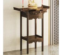HARELA Mesa de Altar Personal con Almacenamiento De Cajones Bambú, Tallas de Estilo Chino Oración Budista, para Oraciones Adivinación De Adivinación(Walnut Color,80cm/31.5in)