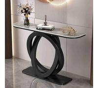 HARELA Mesa de Consola para Recibidor, Mesa de Entrada con Base de círculo, Mesa Estrecha con Estructura de Metal(Gray A,100cm/39.4in)