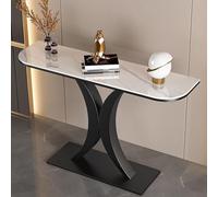 HARELA Mesa de Consola para Recibidor, Mesa de Entrada Industrial con Estructura de Metal, Mesa Auxiliar para sofá o Pasillo(Black A,120cm/47.2in)