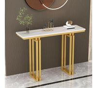 HARELA Mesa de Consola para Recibidor, Mesa de Sofá Acento de Entrada Industrial para salón, Pasillo, Entrada(Gold,140cm/55.1in)