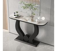 HARELA Mesa de Entrada Industrial, Mesa Consola Estrecha con Estructura de Metal, Mesas Auxiliar para sofá o Pasillo(Black A,100cm/39.4in)