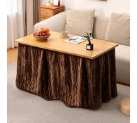 HARELA Mesa Kotatsu de bambú, mesas de calefacción con Calentador y Manta, Mesa Plegable con Estufa de Sala de Estar, Juego de Mesa con Estufa Japonesa(Light Brown,120cm/47.2in)