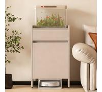 HARELA Mueble para Robot Aspirador con Puertas, Armario de Almacenamiento para Aspiradora Robot, Mesa Auxiliar Multifuncional para Sala De Estar U Oficina(Khaki,19.7x17.7x33.5in)