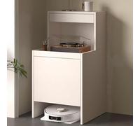 HARELA Mueble para Robot Aspirador con Puertas, Estante de Almacenamiento para Doméstico, Mesa Auxiliar Multifuncional para Sala de Estar Dormitorio(White,H100cm/39.4in)