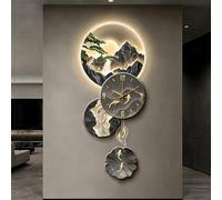 HARELA Reloj de Pared Grande con luz, Hermoso Reloj de Pared con luz LED, Reloj de Pared Decorativo silencioso para Tiendas, oficinas, Salas de Estar(Gray B,90x39cm/35.4x15.4in)