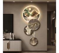 HARELA Reloj de Pared Grande con luz, Hermoso Reloj de Pared con luz LED, Reloj de Pared Decorativo silencioso para Tiendas, oficinas, Salas de Estar(Brown A,140x60cm/55.1x23.6in)