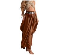 Harem Pants Yoga Damen Palazzo Beach Wear Elastisch Hohe Taille Freizeithose mit Taschen Kordelzug Baggy Schlaghose Wide Leg Hippie Bohemian Aladdin Genie Boho Hose Leicht Lässige bequem Hose, O