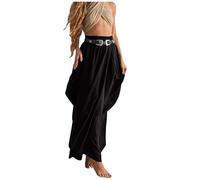 Harem Pants Yoga Damen Palazzo Beach Wear Elastisch Hohe Taille Freizeithose mit Taschen Kordelzug Baggy Schlaghose Wide Leg Hippie Bohemian Aladdin Genie Boho Hose Leicht Lässige bequem Hose, O negro