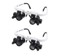 Harewtwy 2 Lupas de Joyería para Microscopio Montadas en la Cabeza con Luz LED, Lupa de Aumento 8X/15X/23X, Herramienta de Reparación
