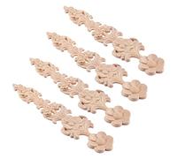 Harewtwy 4 Piezas de Apliques de Madera Tallada CalcomaníA Redonda Retro Tallada en Madera Muebles Sin Pintar Armario DecoracióN de Pared ArtesaníAs