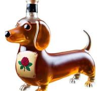 Harewtwy Botella de Whisky con Forma de Perro Salchicha, Vaso de Vidrio con Forma de Perro Salchicha Esculpido en 3D, Botella de Vino Tinto, Frasco de Licor Reutilizable, Cristalería e