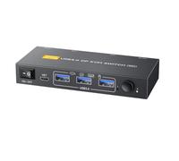 Harewtwy Conmutador KVM DP para 1 Monitor y 2 Computadoras, DisplayPort 8K A 60 Hz, con Puertos USB 3.0, Mouse, Teclado y Monitor Compartidos, Enchufe de la UE.