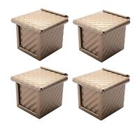 Harewtwy Molde para Pan con Tapa, Molde Antiadherente para Pan Tostado, Mini Caja Cuadrada para Tostadas para Hornear en Casa, Juego para Hornear, 4 Piezas