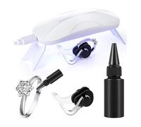 Harewtwy Pegamento Ajustador de Tamaño de Anillo con Luz UV y Silicona Mujeres Hombres Fácil Aplicación y Extracción Protectores de Anillo Se Adaptan A Cualquier Forma