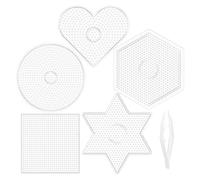 Harewtwy Tablero para Abalorios - Tablero con Clavijas para Abalorios, Kit Tablero con Clavijas Plástico Transparente para Niños y Adultos - Cuadrado, Círculo, Corazón, Estrella, Hexágono