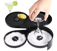 Harewu Caja de condimentos de cóctel de 3 niveles con esponja, para cócteles y mezclas de margaritas, recipiente de sal y azúcar para bar, fiesta de pub y recepción