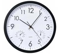 Harewu Reloj de Pared Silencioso con Termómetro e Higrómetro Reloj 30cm Movimiento de Cuarzo silencioso, para Cocina Salon Comedor Sala de Estar, Hogar, Cocina, Escuela, Oficina