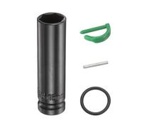 HARFINGTON Enchufe de impacto profundo de 6 puntos de 1/2 pulgada, 16 mm, métrico estándar, eje de acero Cr-Mo, tuerca hexagonal con pasador de bloqueo de anillo de goma