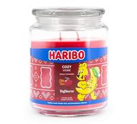 Haribo Cozy Home - Vela perfumada en tarro de cristal con tapa, vela perfumada de invierno, larga duración (100 h), velas rojas, vela perfumada grande (510 g)