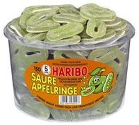 Haribo Goma de frutas - Anillos de manzana ácida, 150 unidades