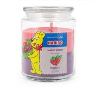 Haribo Happy Berry - Vela aromática en tarro de cristal con tapa, aroma afrutado, larga duración (100 h), 2 capas de vela en tarro de cristal, vela perfumada grande (510 g)
