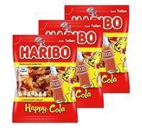 Haribo Happy Cola, 3 Pack, Ositos de Goma, Vino Goma, Golosinas, en Bolsa, Bolsa