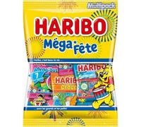 HARIBO - Mega Fiesta & Mega PIK - Mini bolsas de caramelos: Dragibus, Pitufos, Croco PIK, Rainbow PIK… Sin colorantes artificiales - 2 bolsas x 320 g