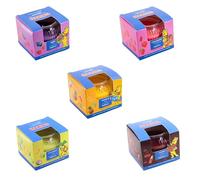 Haribo Pequeña vela perfumada en tarro de cristal, juego de 5 velas en caja de regalo, pequeñas velas perfumadas con duración de hasta 20 h, 5 fragancias para el hogar, idea de regalo