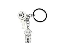 Harikaji Llavero de perro, llavero de metal para bolso de mano, llavero pequeño de metal, Blanco (WHITE POODLE), 10 cm